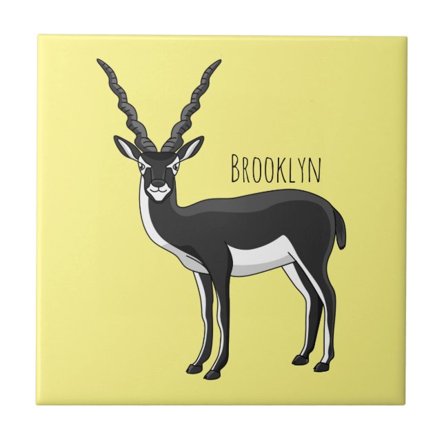 Blackbuck antelope illustration ceramic tile (Front)