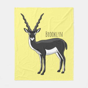 Blackbuck antelope illustration fleece blanket