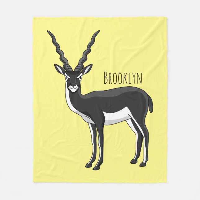 Blackbuck antelope illustration fleece blanket (Front)