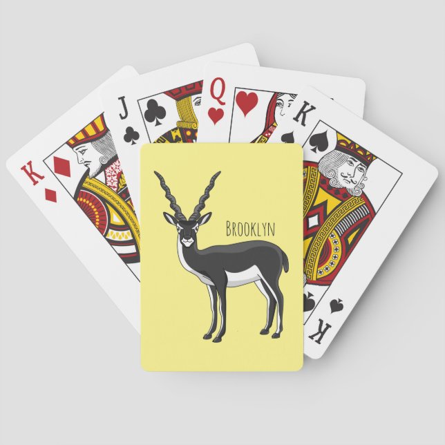Blackbuck antelope illustration playing cards (Back)