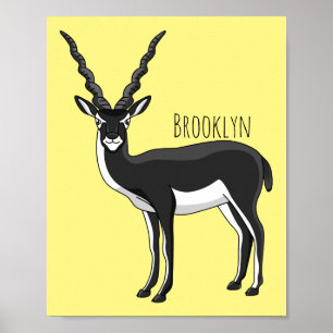 Blackbuck antelope illustration poster