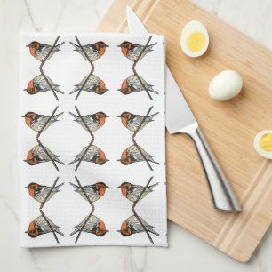 Blackburnian Warbler Orange White Kitchen Towel
