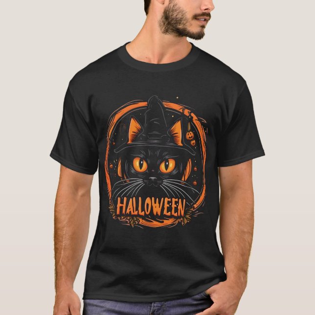 blackcat halloween T-Shirt (Front)