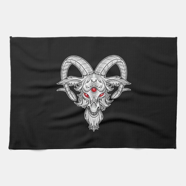 Blackcraft Cool Baphomet Black Goat Satan Gift Tea Towel (Horizontal)