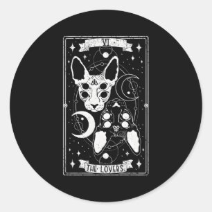 Blackcraft Tarot Card With Cats Mystic Signs Classic Round Sticker
