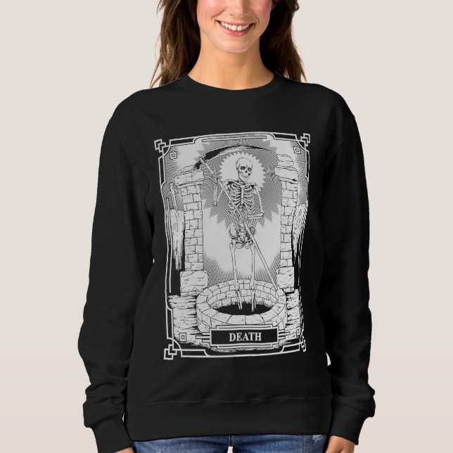 Blackcraft Witchy Skeleton Death the Grim Reaper T Sweatshirt (Front)