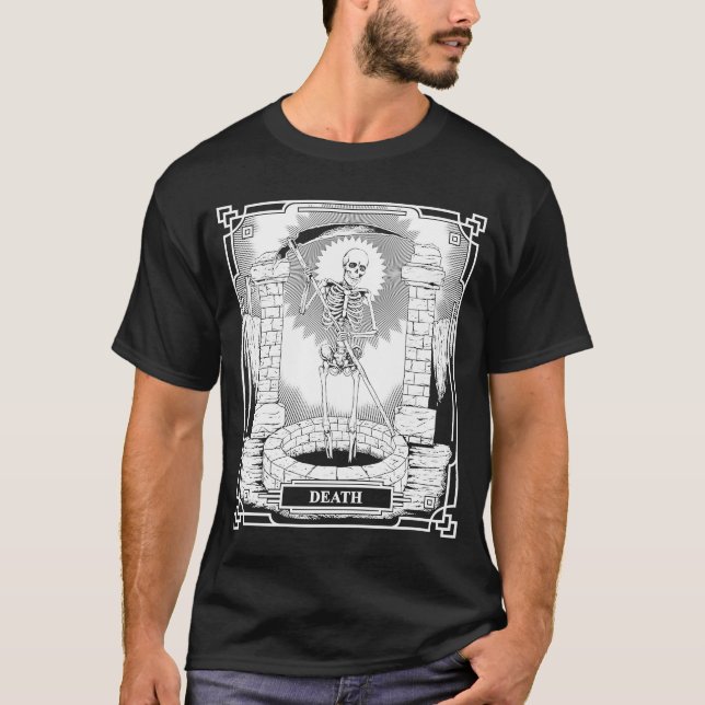 Blackcraft Witchy Skeleton Death the Grim Reaper T T-Shirt (Front)