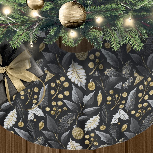 Blacke Gold Christmas Pattern#18 ID1009 Brushed Polyester Tree Skirt (Creator Uploaded)