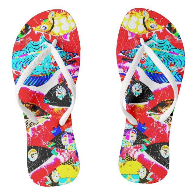 "Blackened Red Fishy" Flops Thongs (Footbed)