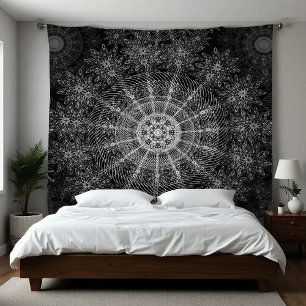 Blackened Sparkling floral art Tapestry