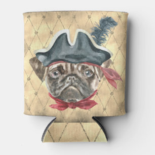 Blackface the Pug Pirate Can Cooler