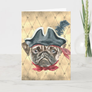 Blackface the Pug Pirate Greeting Card