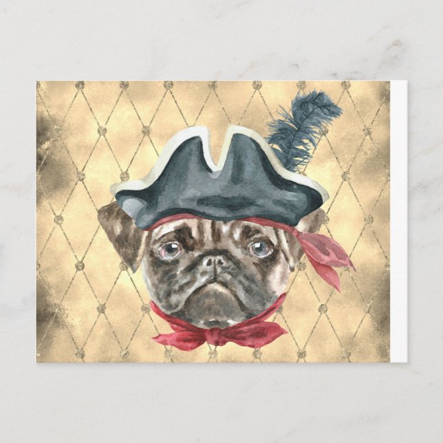 Blackface the Pug Pirate Postcard (Front)