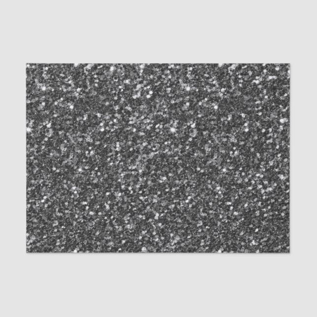 BlackFaux Glitter & White Sparkles Tissue Paper (Front)