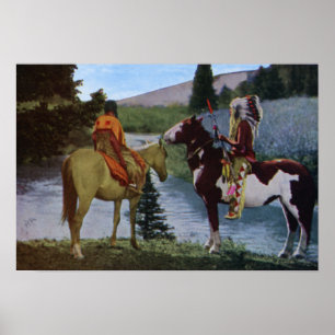 Blackfeet Native Americans on Horseback Poster