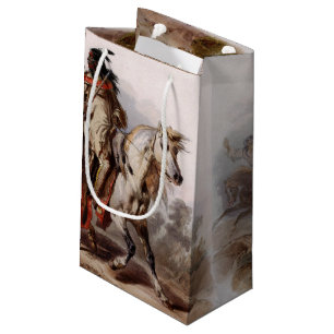 Blackfoot Indian On Arabian Horse being chased Small Gift Bag