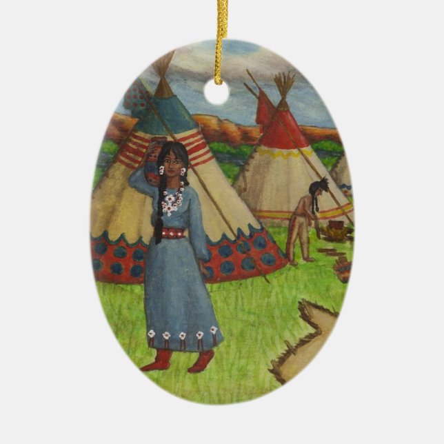 Blackfoot Indians Ceramic Ornament (Front)