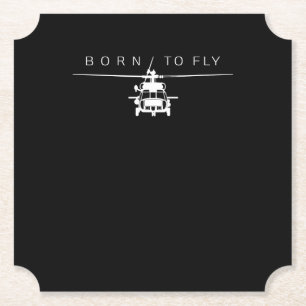 Blackhawk Military Aviation Helicopter Pilot Gift Paper Coaster