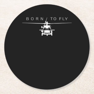 Blackhawk Military Aviation Helicopter Pilot Gift Round Paper Coaster