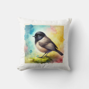 Blackheaded Fulvetta 080824AREF118 - Watercolor Cushion