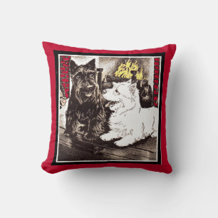 Blackie and Whitie by the fire Cushion