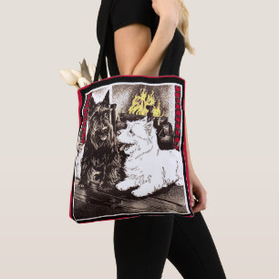 Blackie and Whitie by the fire Tote Bag