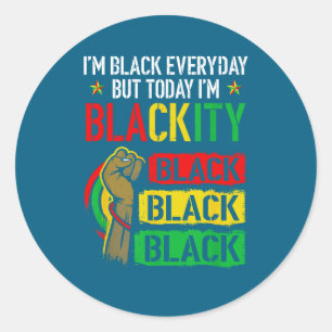 Blackity african black power juneteenth black classic round sticker