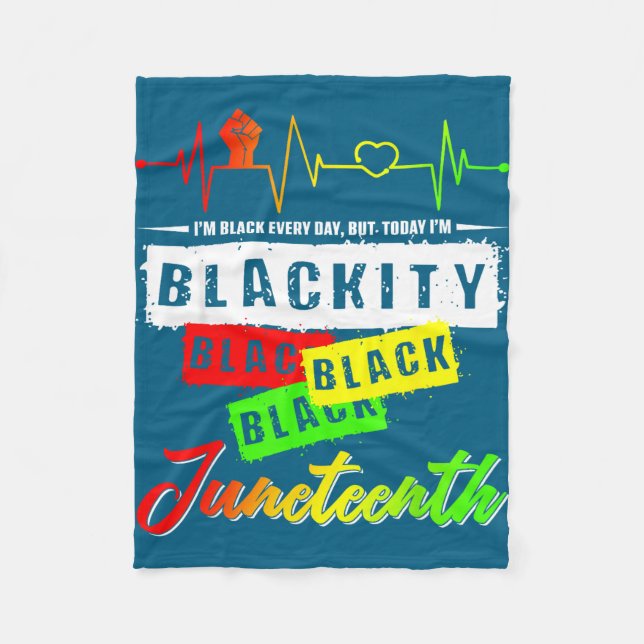 Blackity black funny heartbeat juneteenth pride fleece blanket (Front)