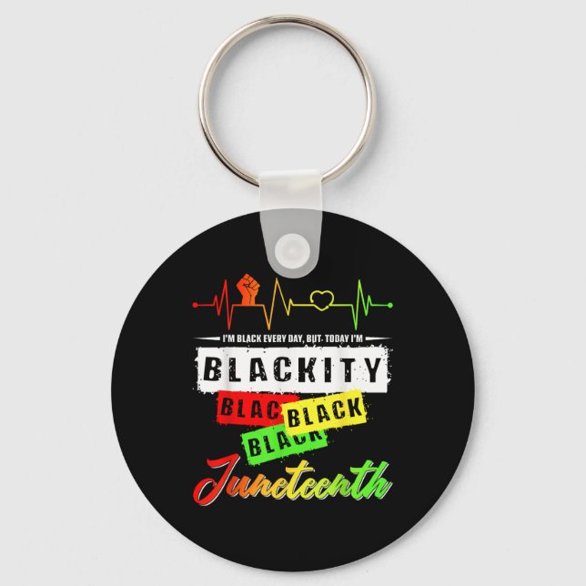 Blackity Black Funny Heartbeat Juneteenth Pride Me Key Ring (Front)