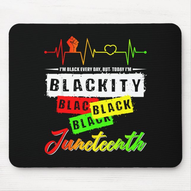 Blackity black funny heartbeat juneteenth pride mouse pad (Front)