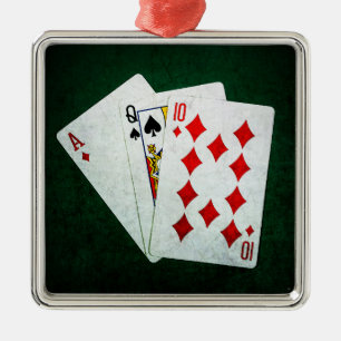 Blackjack 21 point - Ace, Queen, Ten Metal Tree Decoration