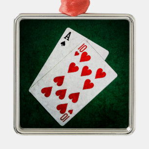 Blackjack 21 point - Ace, Ten Metal Ornament