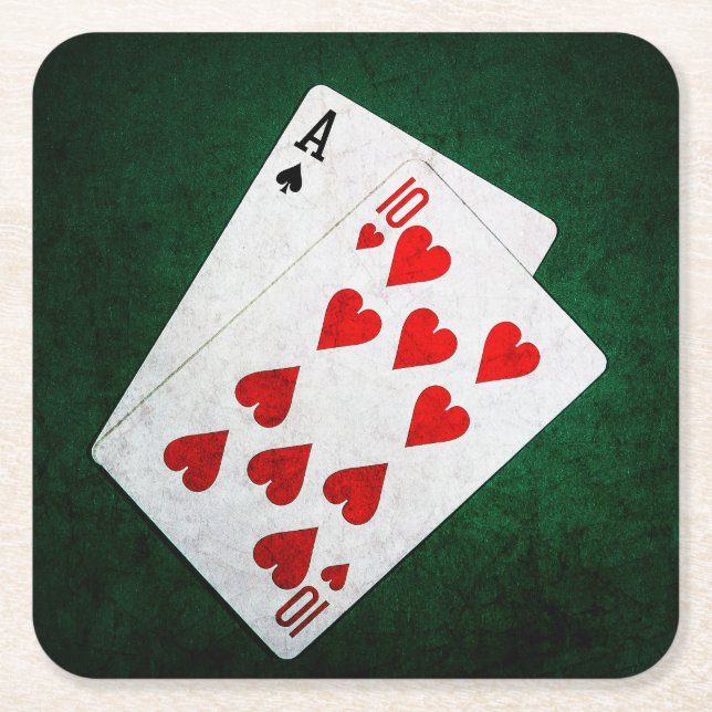 Blackjack 21 point - Ace, Ten Square Paper Coaster (Front)