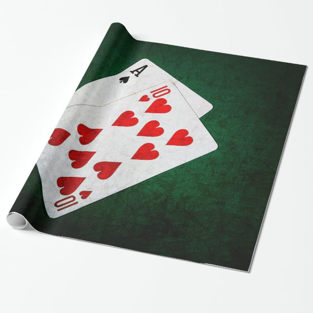 Blackjack 21 point - Ace, Ten Wrapping Paper (Unrolled)