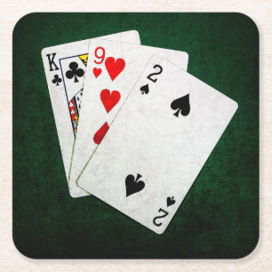 Blackjack 21 point - King, Nine, Two Square Paper Coaster