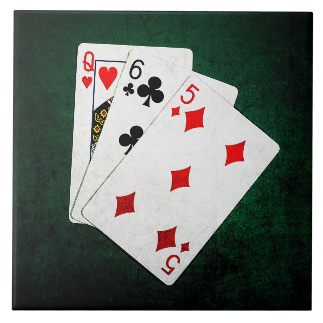 Blackjack 21 point - Queen, Six, Five Ceramic Tile (Front)