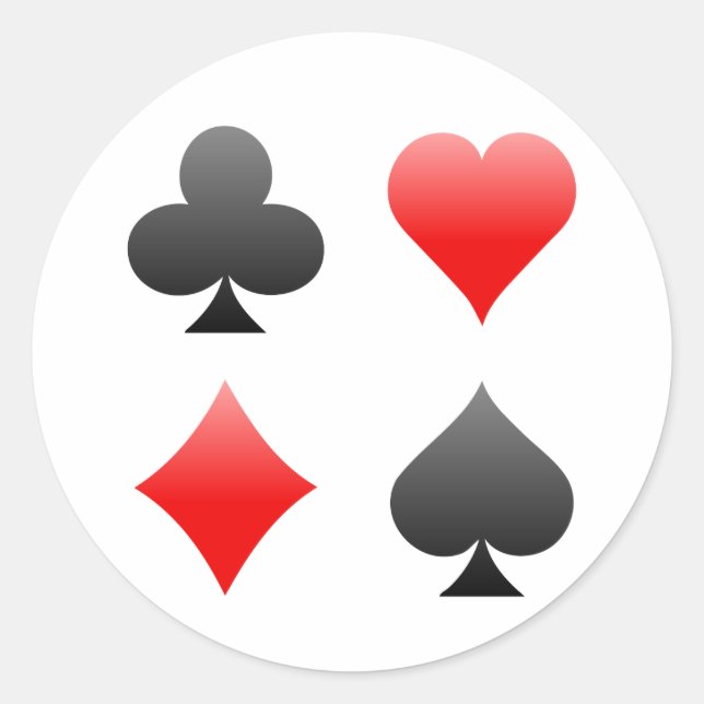 Blackjack / Poker Card Suits: Vector Art: Classic Round Sticker (Front)