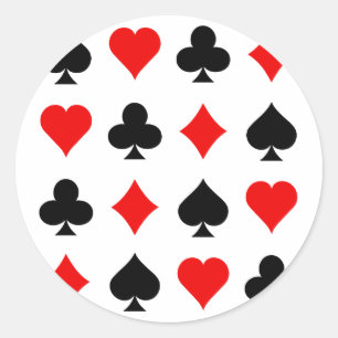 Blackjack / Poker Card Suits: Vector Art: Classic Round Sticker