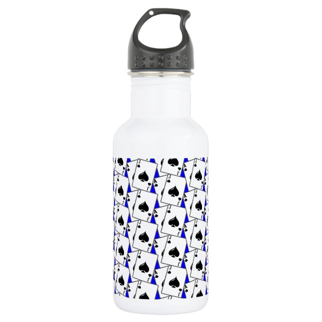 Blackjack Spades Blue Large 532 Ml Water Bottle (Front)