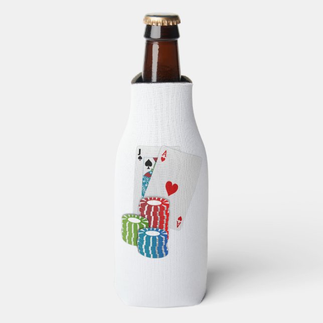 Blackjack with Poker Chips Bottle Cooler (Bottle Front)