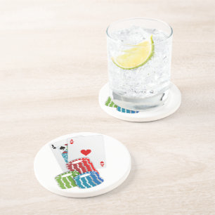 Blackjack with Poker Chips Coaster