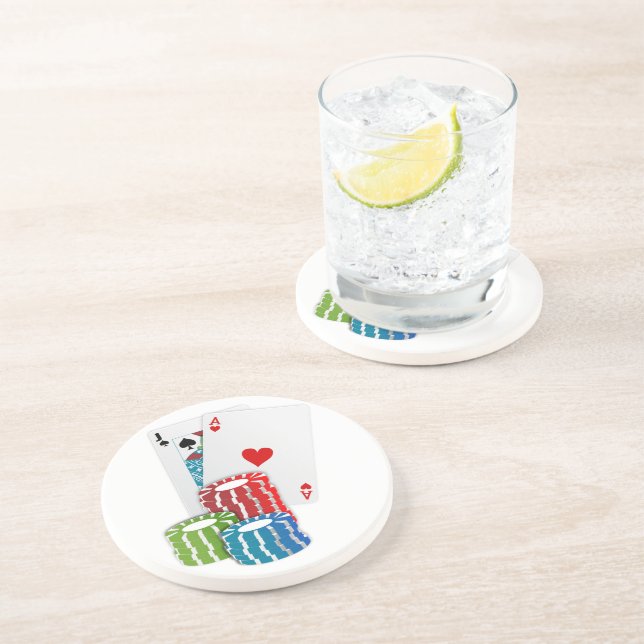 Blackjack with Poker Chips Coaster (Side)