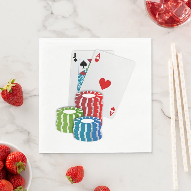 Blackjack with Poker Chips Napkin (Insitu)
