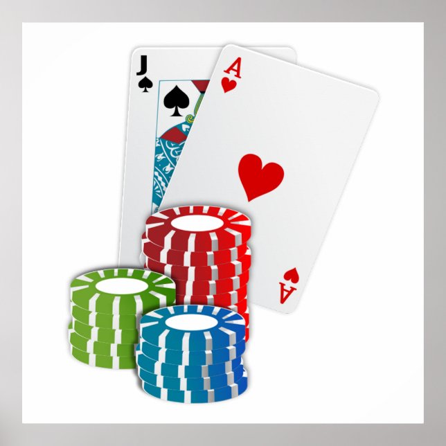 Blackjack with Poker Chips Poster (Front)