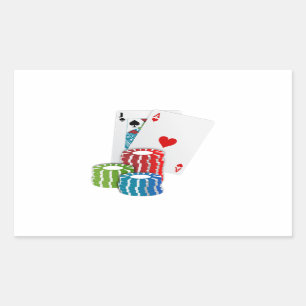 Blackjack with Poker Chips Rectangular Sticker