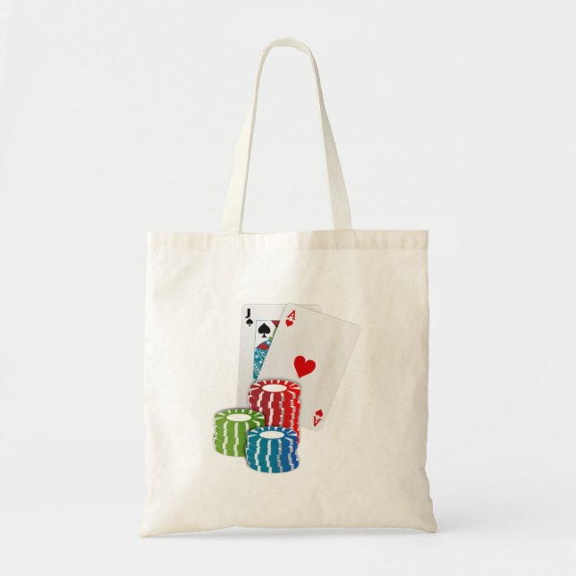 Blackjack with Poker Chips Tote Bag (Front)