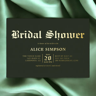 Blackletter Elegant Bridal Shower Foil Invitation