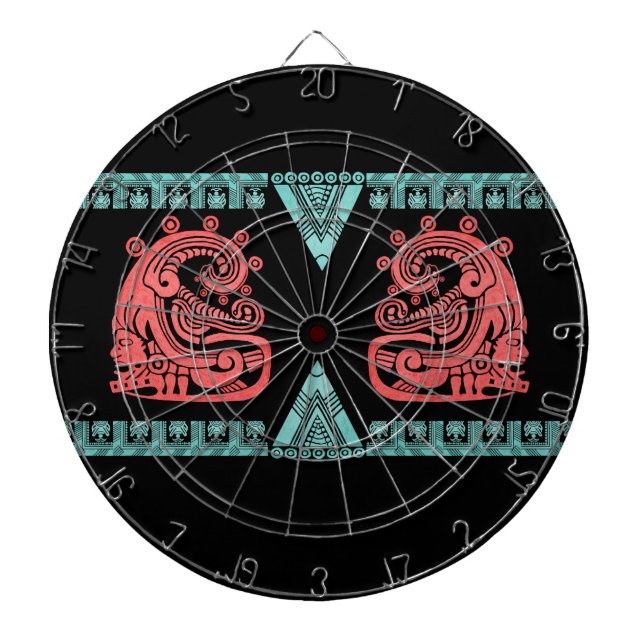 Blacklight Aztec Warrior Hieroglyph Dartboard (Front)