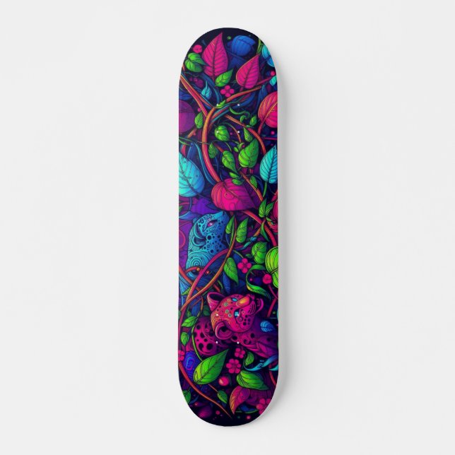 Blacklight Graffiti Pattern Skateboard (Front)