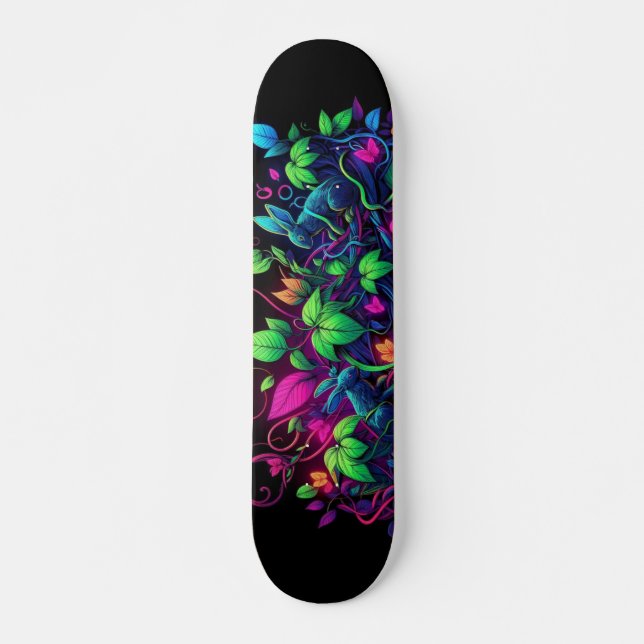 Blacklight Graffiti Pattern Skateboard (Front)
